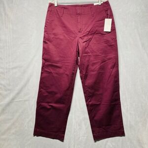 A New Day Burgundy Straight Leg High Rise Crop‎ Pants Women's Size 10R Stretch